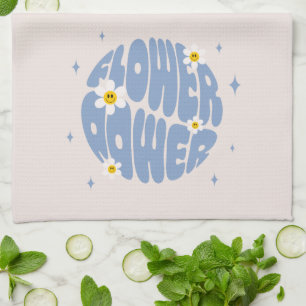 Flower Power Slogan Kitchen Towel