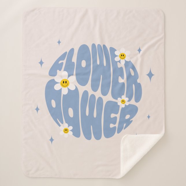Flower Power Slogan Sherpa Blanket (Front)