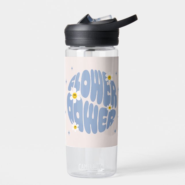 Flower Power Slogan Water Bottle (Left)