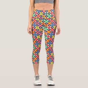 Flower Power Squares Capri Leggings