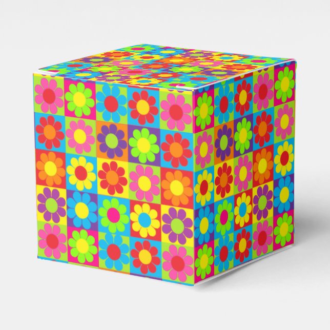 Flower Power Squares Favor Box (Front Side)