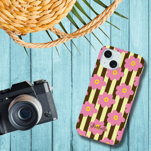 Flower Power Stripes Personalize Name Iphone Case