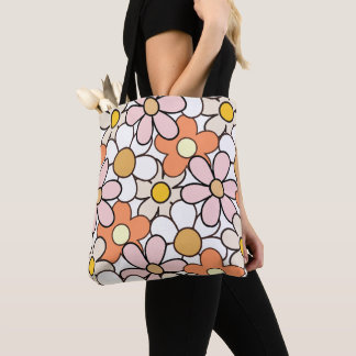Flower Power Tote Bag | Retro 70s Groovy Floral 