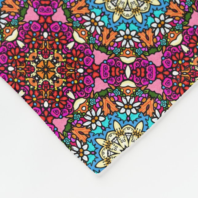 Flower Power V Garden Groovy Fleece Blanket (Corner)