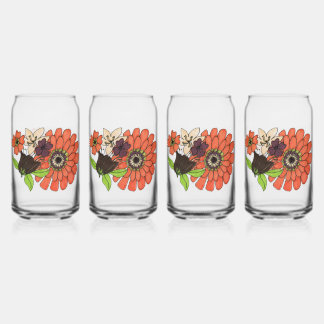 Flower Power Vintage flower design. Can Glass