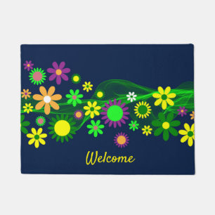 Flower Power Welcome or Personalize Doormat