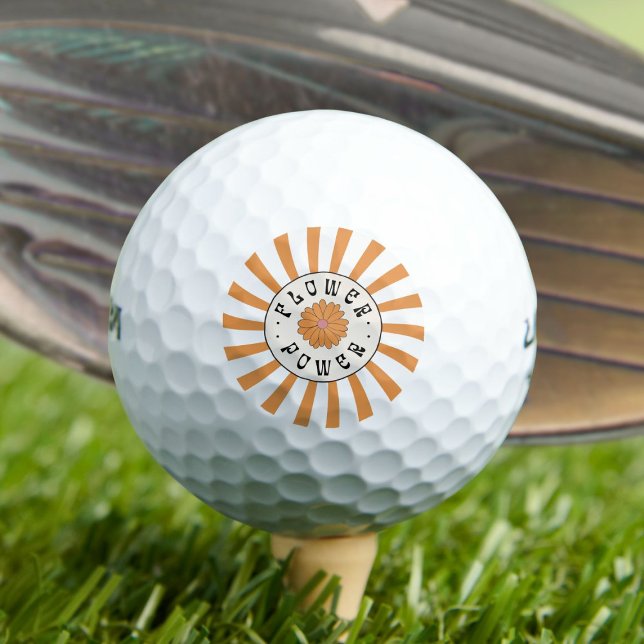 Flower Power with Psychedelic Orange Rays Golf Balls (Creator Uploaded)