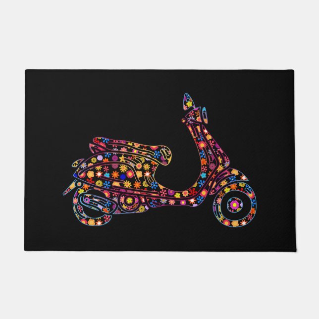 Flower Powered Motor-Scooter Motorcycle Doormat (Front)