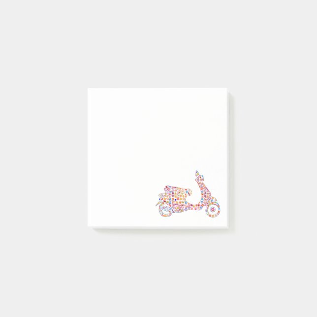 Flower Powered Motor-Scooter Motorcycle Post-it Notes (Front)
