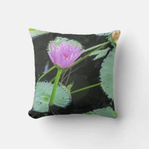 Flower Pretty Pink Water Lily Bloom Floral Throw Pillow