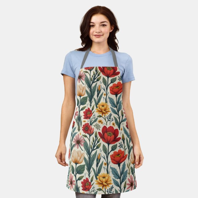 flower-print apron (Worn)