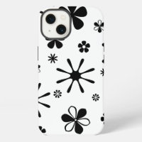 Flower Print Black and White Speck iPhone Case