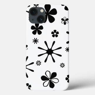 Flower Print Black and White Speck iPhone Case
