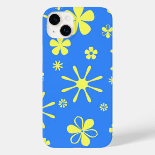 Flower Print Blue and Yellow Case-Mate iPhone 14 Plus Case