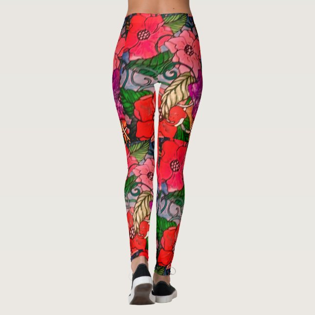 Flower Print Leggings for Women (Back)