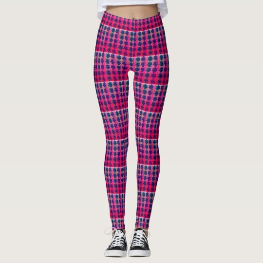 flower print leggings pink and blue
