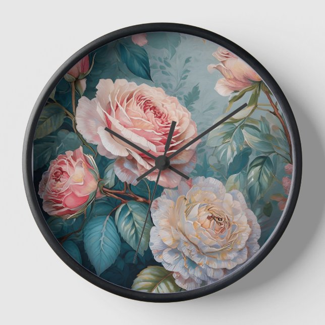 Flower Print Watch Home Decor Clock (Front)