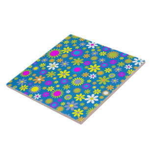 Flower Profusion Blue Tile