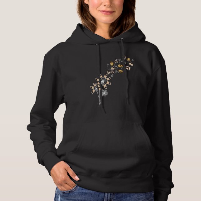 Flower Pug Dogs Dandelion Animal Hoodie (Front)