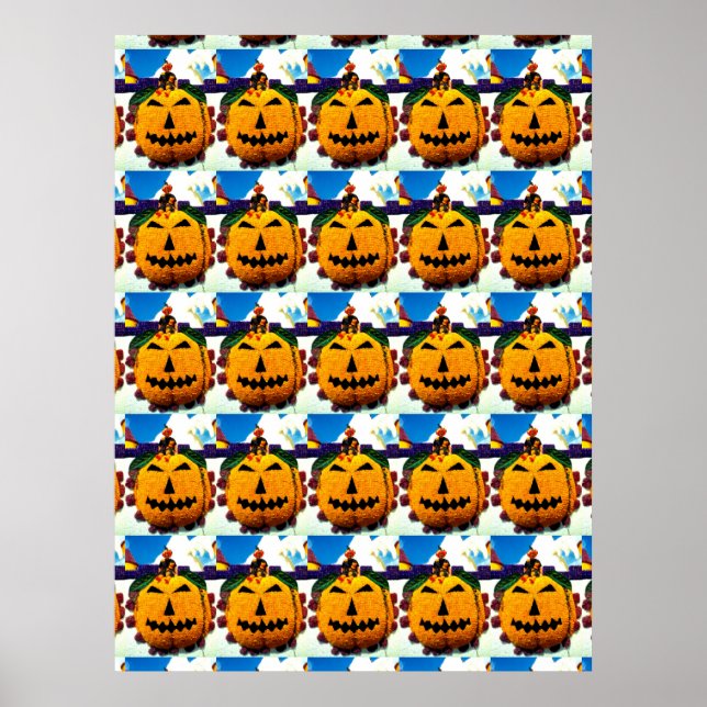 Flower pumpkins and witches poster (Front)
