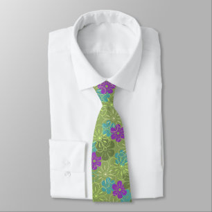Flower Rain Hawaiian Two-sided Printed Tie