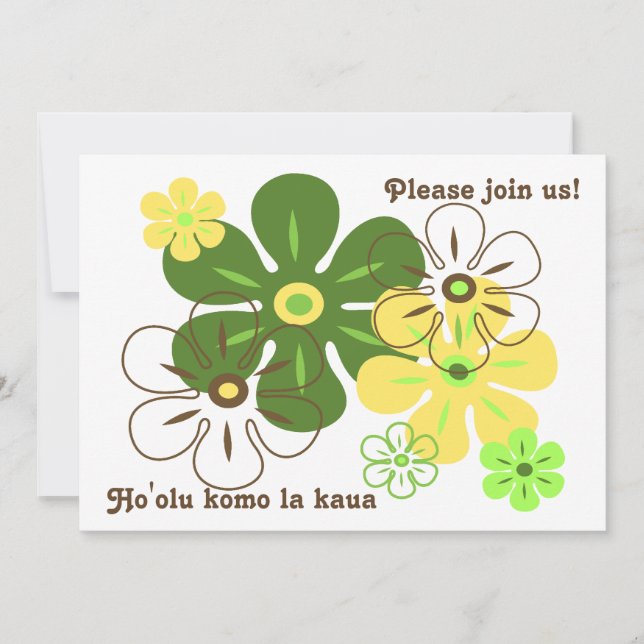 Flower Rain Tropical Luau Invitations (Front)