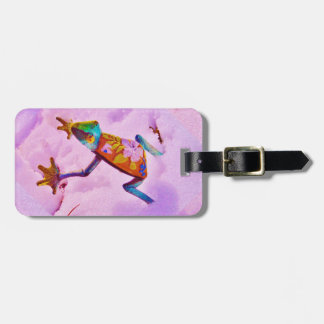 Flower rainbow frog on orchid colour snow luggage tag