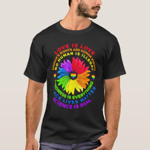 Flower Rainbow Human Black Lives Rights Science Lg T-Shirt