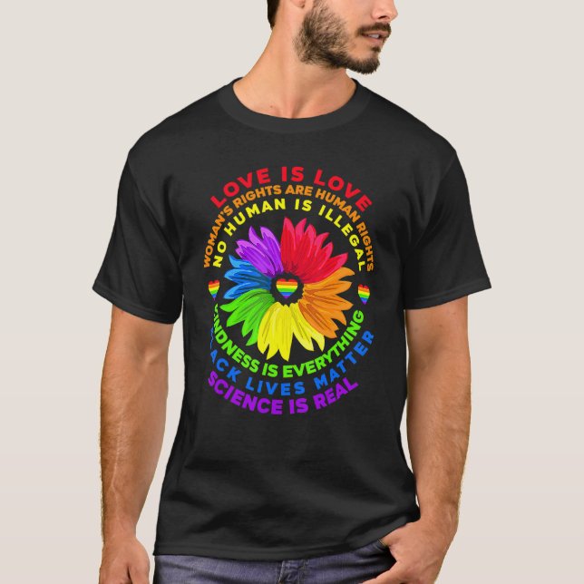 Flower Rainbow Human Black Lives Rights Science Lg T-Shirt (Front)