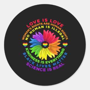 Flower Rainbow Human Rights LGBT Love Is Love Classic Round Sticker