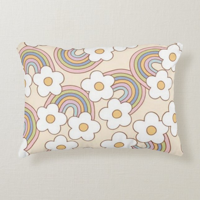 Flower Rainbows Accent Pillow (Front)