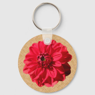 Flower Red Dahlia Photo Keychain