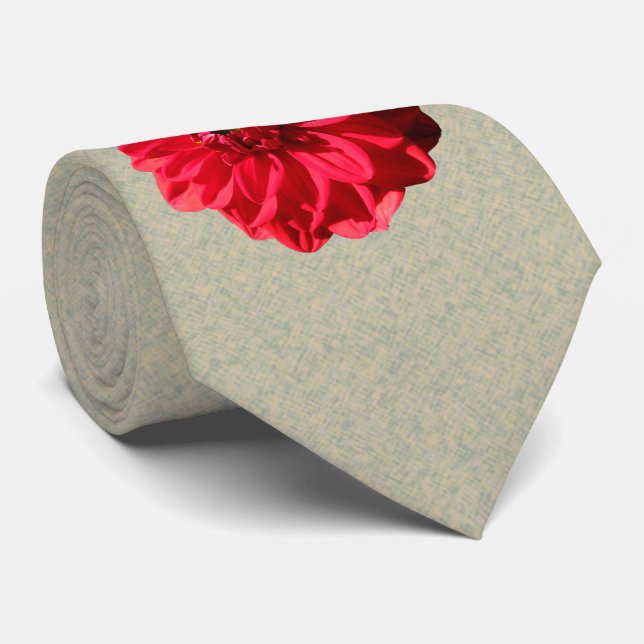 Flower Red Dahlia Photo Tie (Rolled)