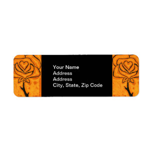 Flower Return Address Label orange and black.
