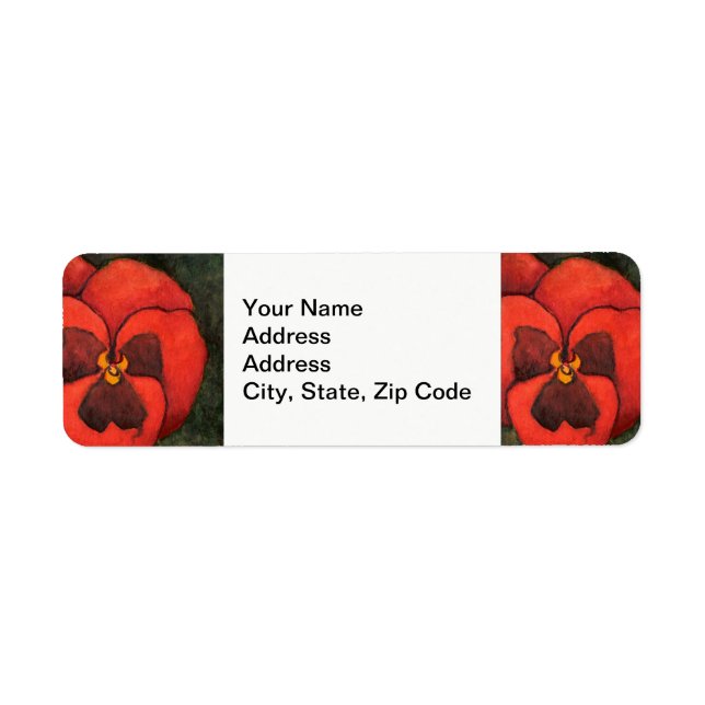 Flower Return Address Label, pansy #3 (Front)