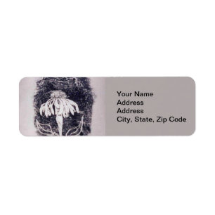 Flower Return Address Label , purple cone flower.
