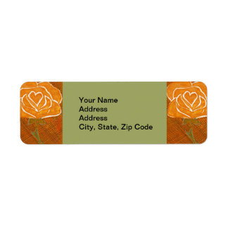 Flower Return Address Label rose orange and green.