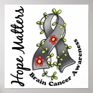 Flower Ribbon 4 Hope Matters Brain Cancer Poster