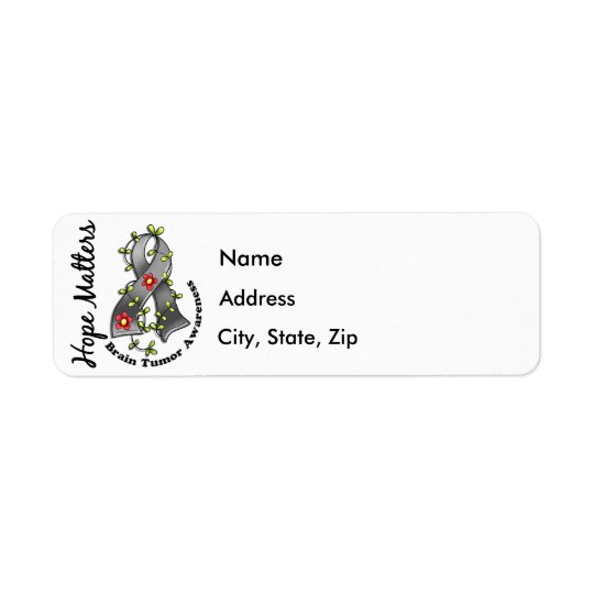 Flower Ribbon 4 Hope Matters Brain Tumour Return Address Label