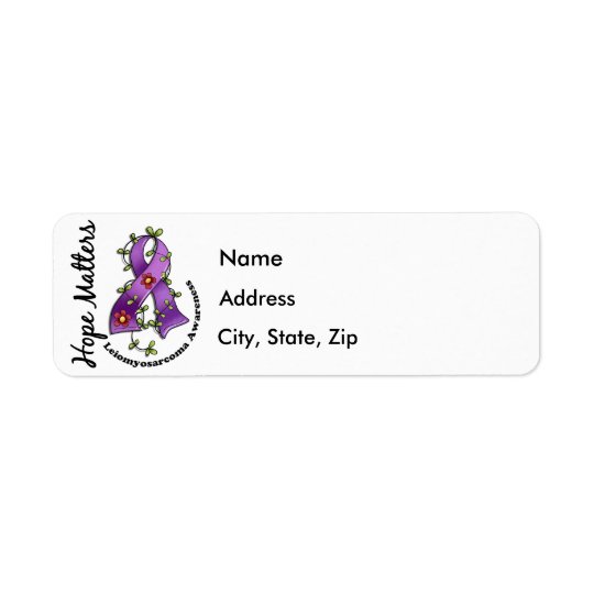 Flower Ribbon 4 Hope Matters Leiomyosarcoma Return Address Label
