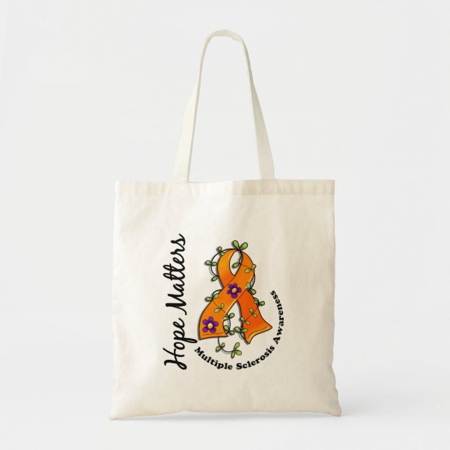 Flower Ribbon 4 Hope Matters Multiple Sclerosis Tote Bag (Front)