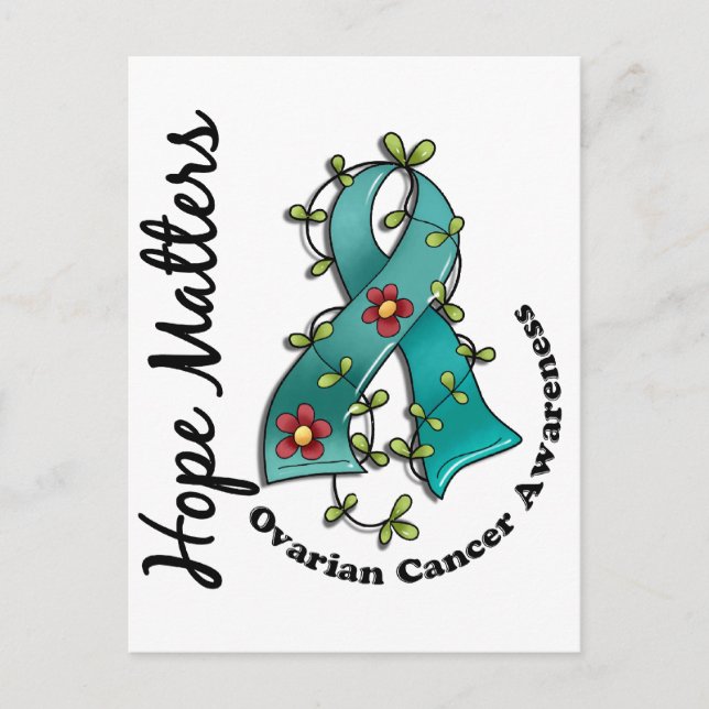 Flower Ribbon 4 Hope Matters Ovarian Cancer Postcard (Front)