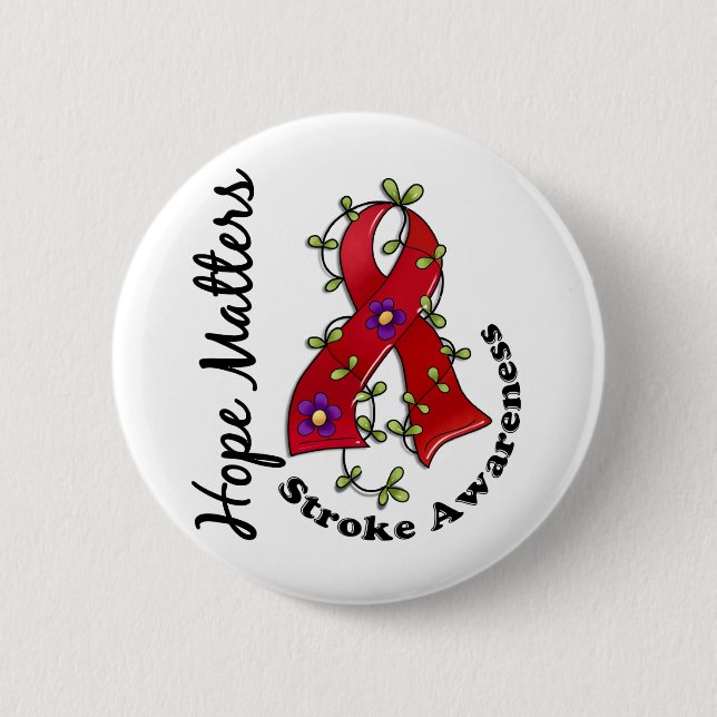 Flower Ribbon 4 Hope Matters Stroke 2 Inch Round Button (Front)