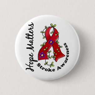 Flower Ribbon 4 Hope Matters Stroke 2 Inch Round Button