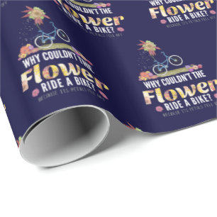 Flower Ride a Bike Joke - Nature Lover Pun Wrapping Paper
