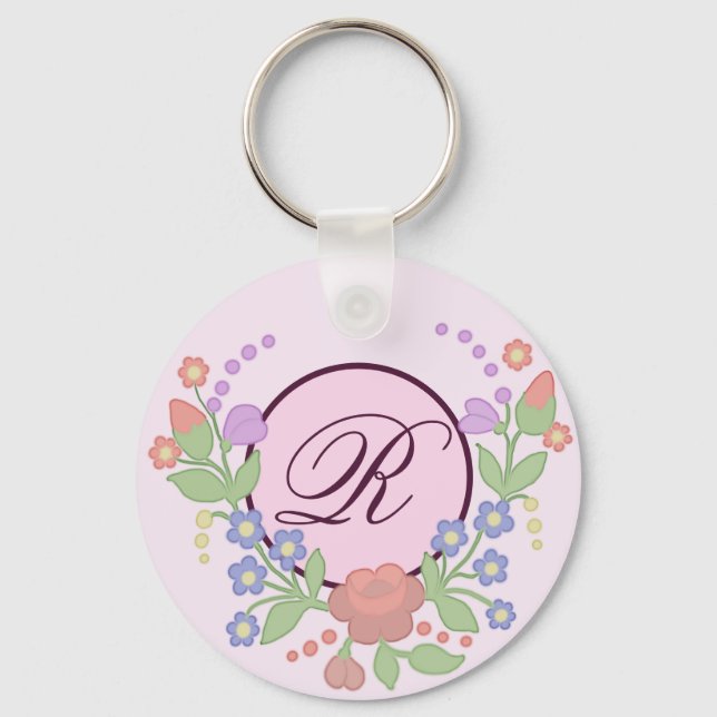 flower ring personalized keychain (Front)