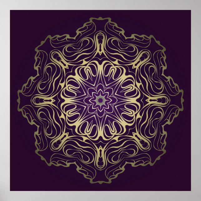 Flower Round Pattern. Illustration. Valentine's, B Poster (Front)