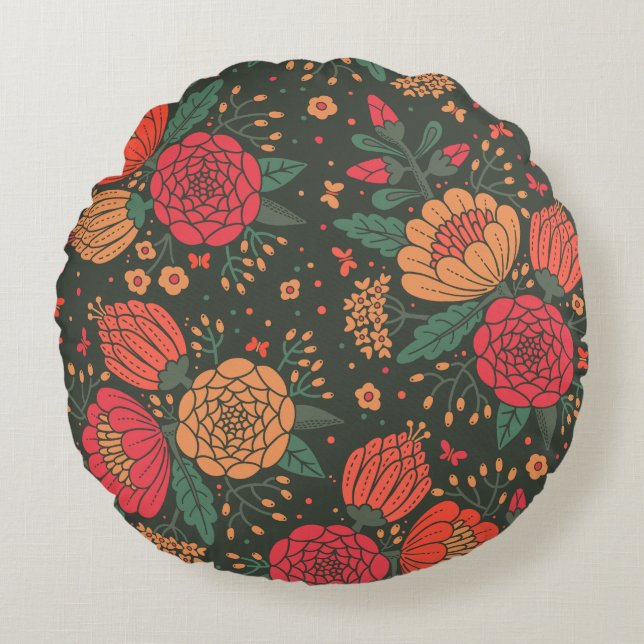 flower round pillow (Front)