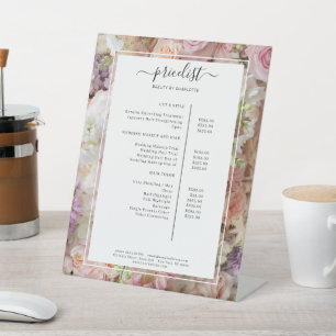 Flower Salon Price List  Pedestal Sign
