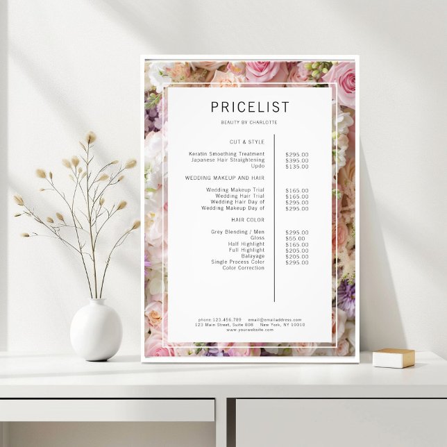 Flower Salon Price List Poster (Flower Salon Price List Poster)